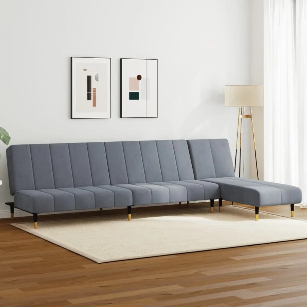 2 pcs conjunto de sofás veludo cinzento-escuro