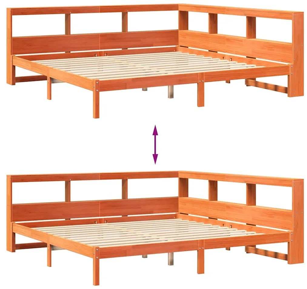 Cama com estante sem colchão 200x200 cm pinho maciço
