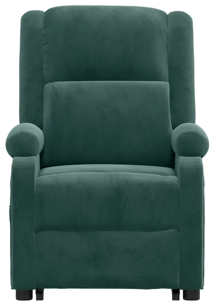 Poltrona elevatória de massagens veludo verde-escuro
