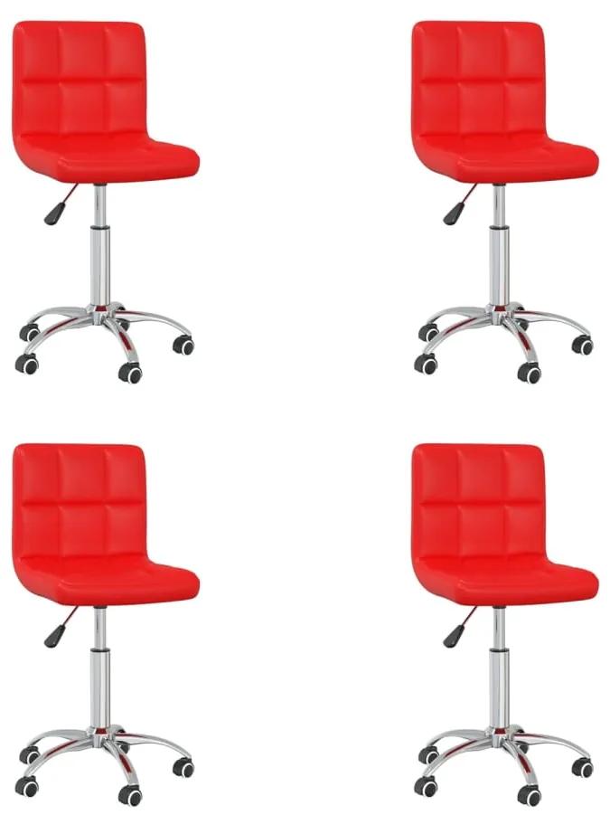 3087543 vidaXL Cadeiras jantar giratórias 4pcs couro art. vermelho