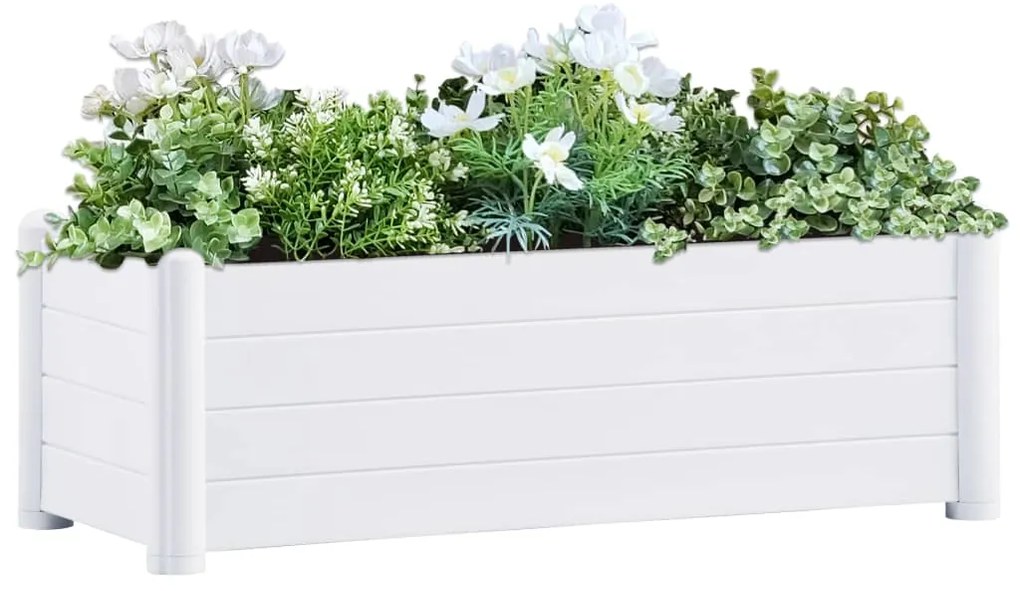Canteiro elevado para jardim PP 100x43x35 cm branco