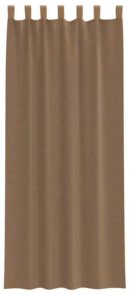 Cortinas de voile com laços 2 pcs castanho-claro 140x260 cm