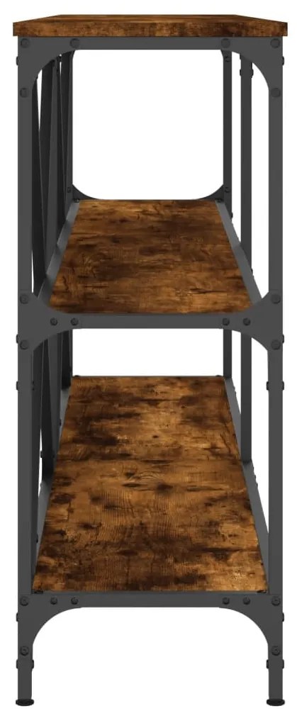 Mesa consola 160x30x75 cm deriv. madeira/ferro carvalho fumado