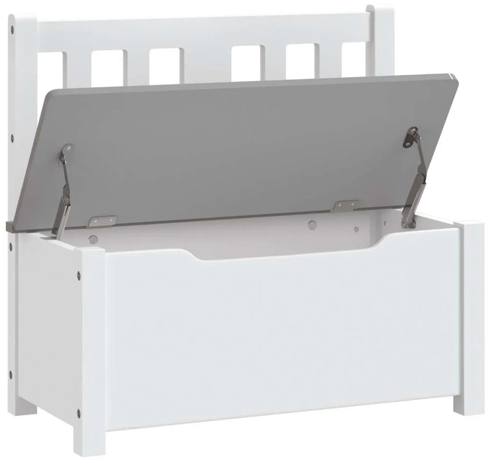 Banco de arrumação infantil 60x30x55 cm MDF branco e cinzento