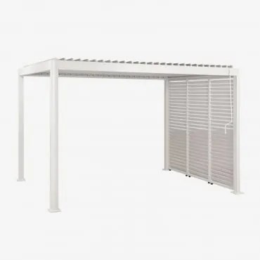 Pérgola Bioclimática De Alumínio Com Lâminas E Painel Lateral Druvia Gardénia Branco & Pérgula De 3x4x2,6 M Com 3 Painéis De 90,5 Cm - Sklum