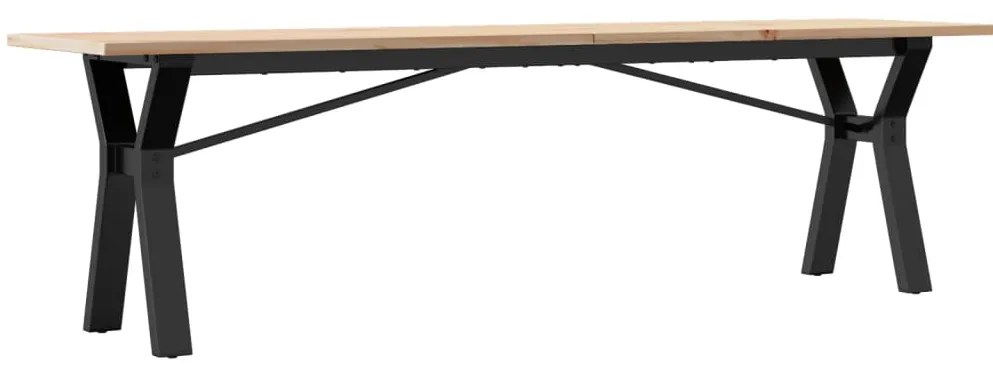 Mesa de centro estrutura em Y 160x40x45cm pinho e aço