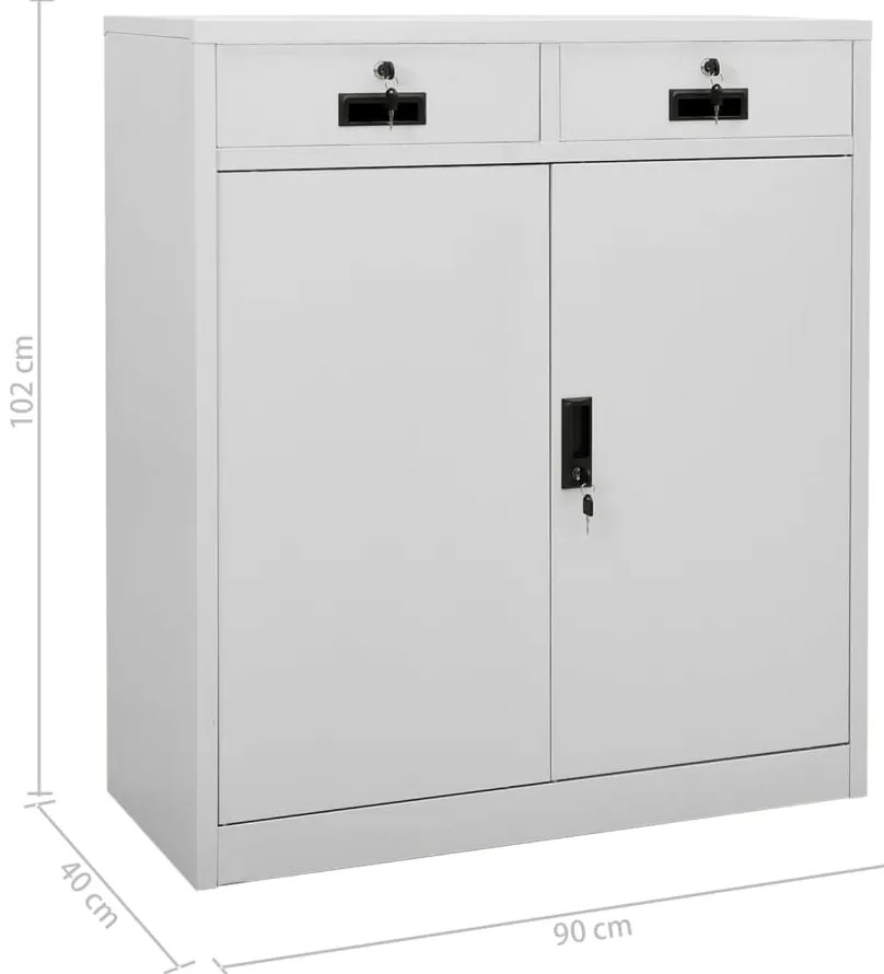 Armário de escritório 90x40x102 cm aço cinzento-claro