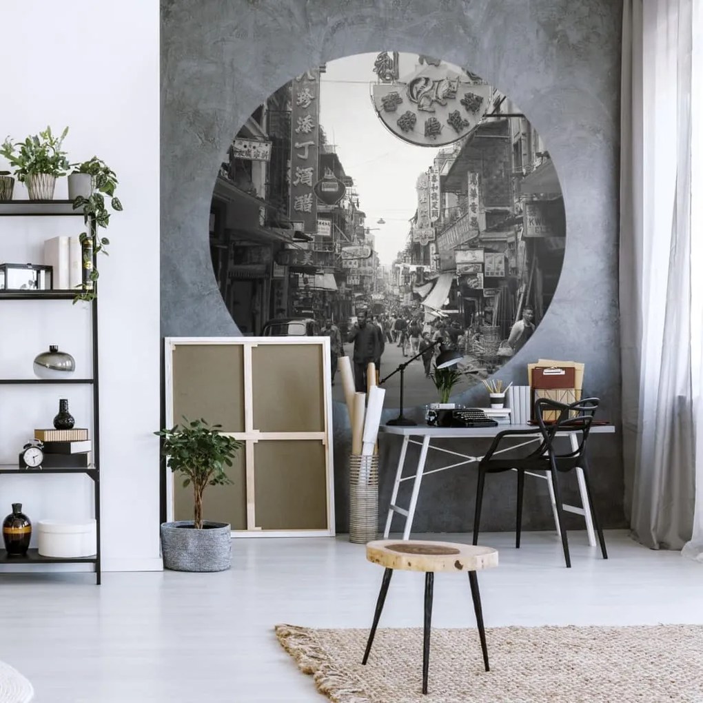Papel de parede circular "Hong Kong the Old Days" 190 cm