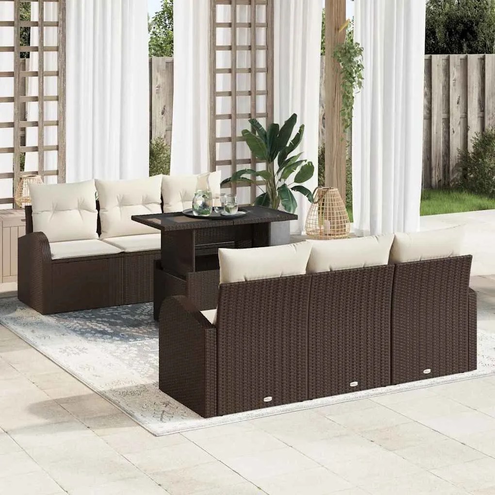 vidaXL Conjunto de Sofá de Jardim 7 pcs Castanho 100 x 55 x 73 cm