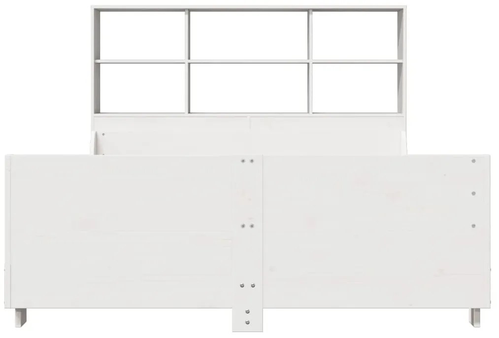 Cama com estante sem colchão 140x190 cm madeira maciça branco