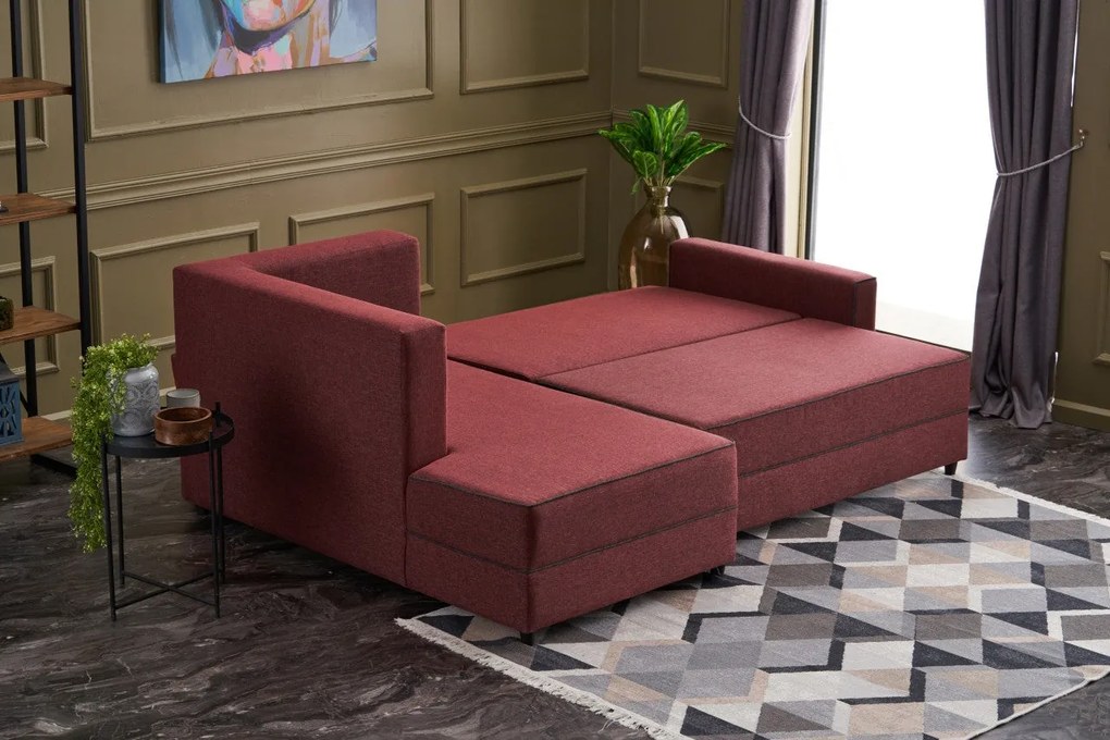 Sofá-Cama de Canto Ece – Vermelho Claret – 242x88x90 cm