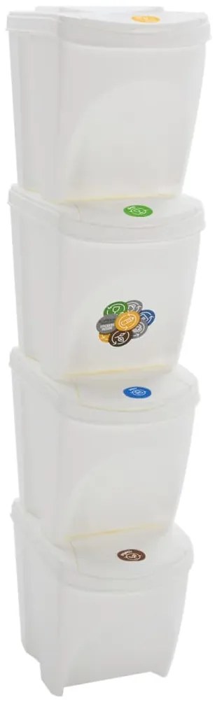 vidaXL Caixotes do lixo empilháveis 4 pcs 100 L polipropileno branco