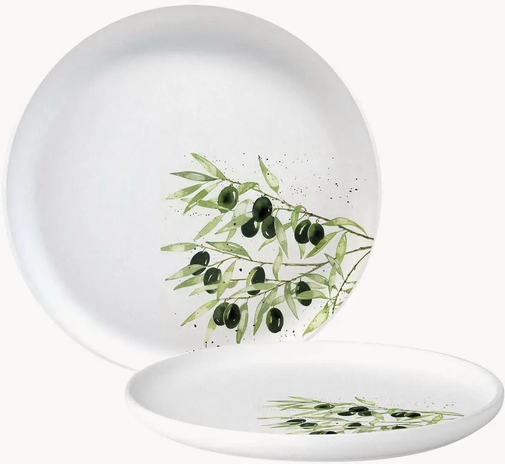 Prato de pequeno-almoço em New Bone China Olives
