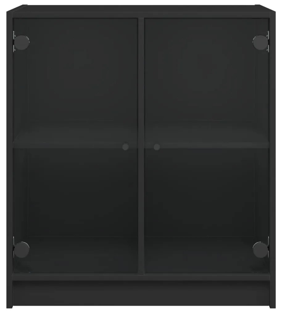 Armário de apoio c/ portas de vidro 68x37x75,5 cm preto