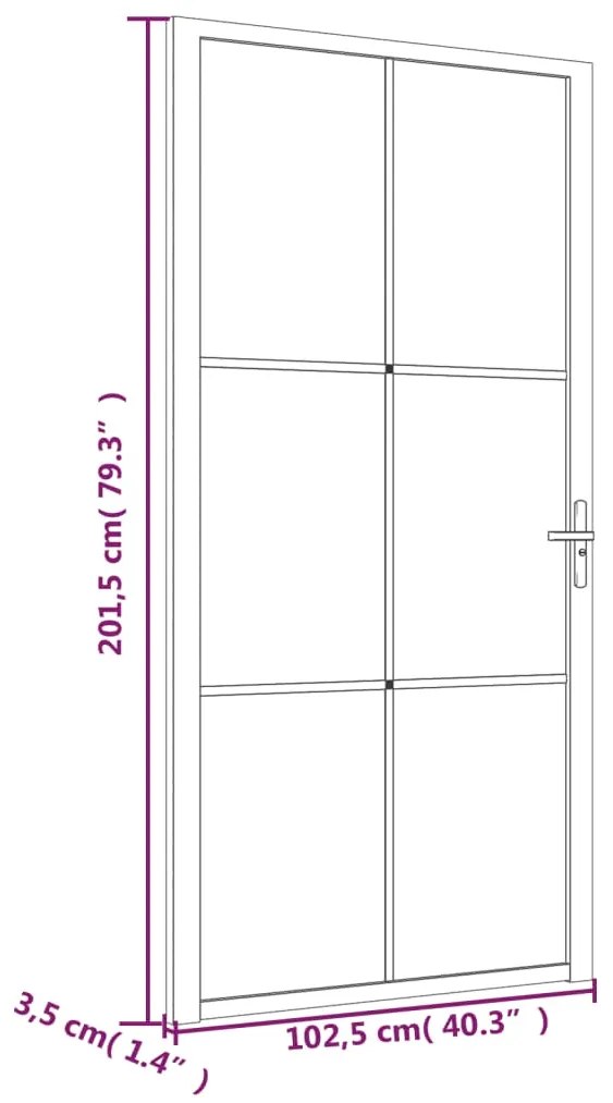 Porta de interior 102,5x201,5 cm vidro mate e alumínio preto