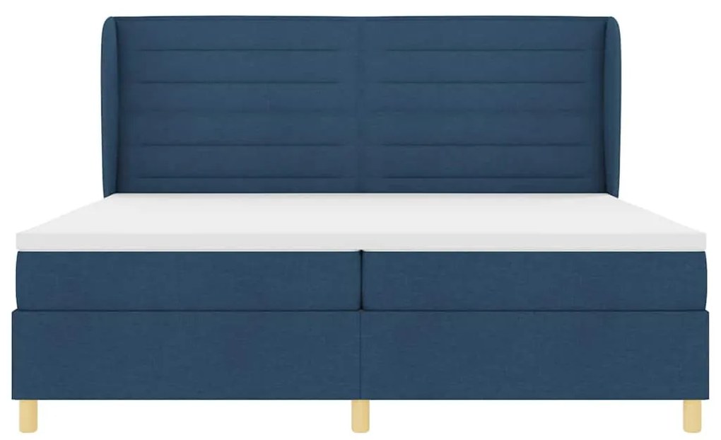 Cama Box Spring vidaXL com Colchão Azul 200x200 cm em Tecido