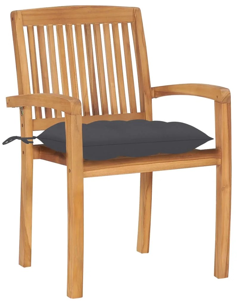 Cadeiras de jardim empiháveis c/ almofadões 8 pcs teca maciça