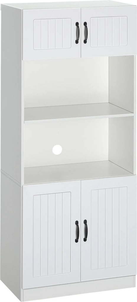 HOMCOM Armário de Cozinha Buffet de Cozinha, Estilo Country, 2 Armários, 2 Prateleiras, 70 cm x 40 cm x 170 cm Branco + Preto | Aosom Portugal
