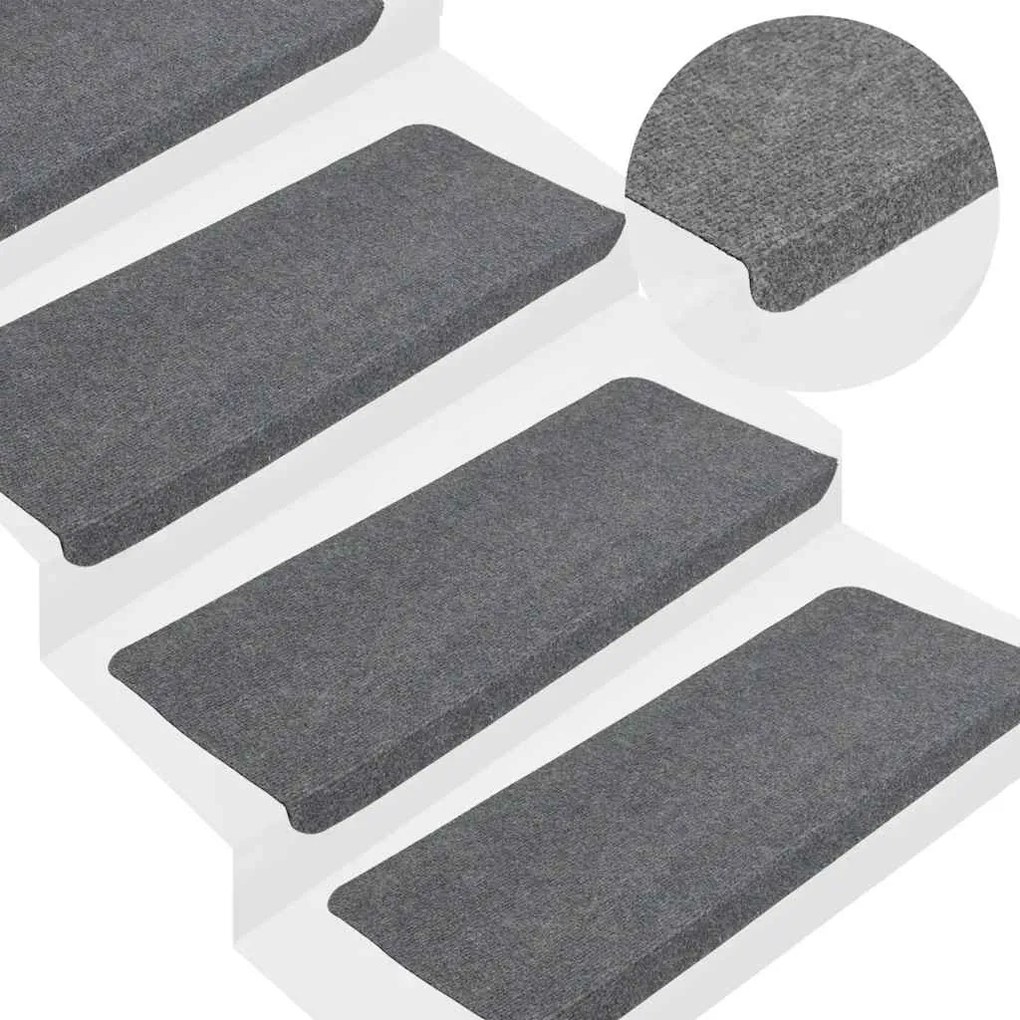 Tapetes de escada adesivos 30 pcs 65x24,5x3,5 cm cinzento
