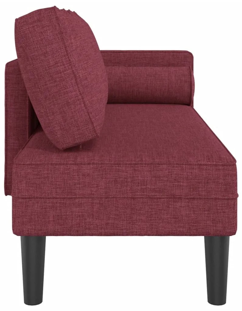 Chaise longue com almofadões tecido vermelho tinto