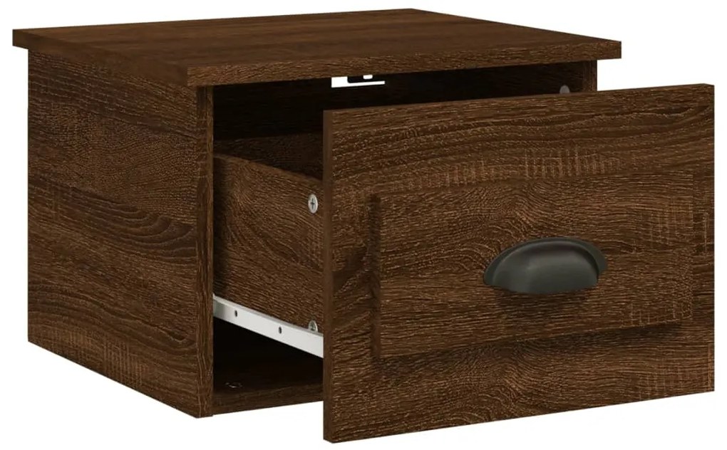 Mesa de cabeceira de parede 41,5x36x28 cm carvalho castanho