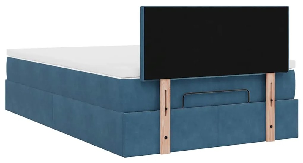 Estrutura de cama otomana colchão 120x200 cm veludo azul escuro