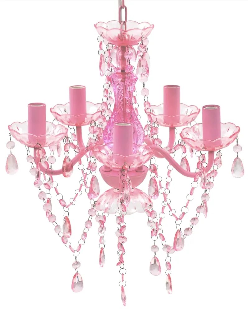 vidaXL Lustre rosa com 5 bulbos