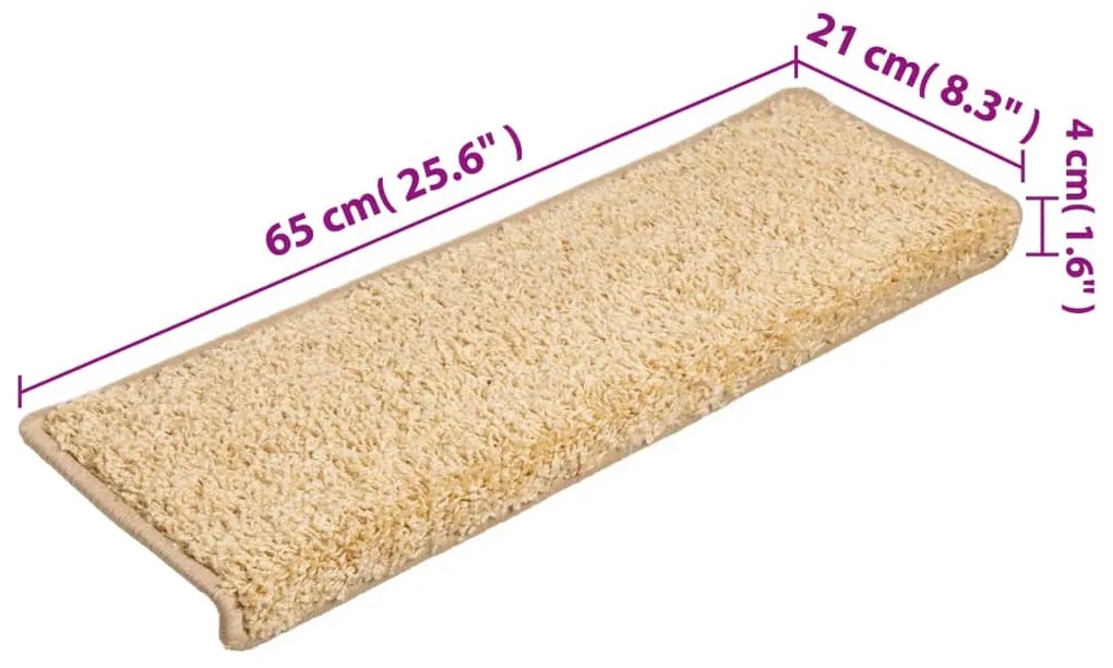 Tapete/carpete para degraus 15 pcs 65x21x4 cm castanho