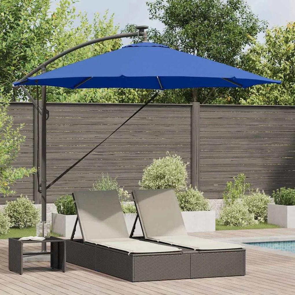vidaXL Guarda-sol de Bananeira Cantilever com bloqueio azul ciano