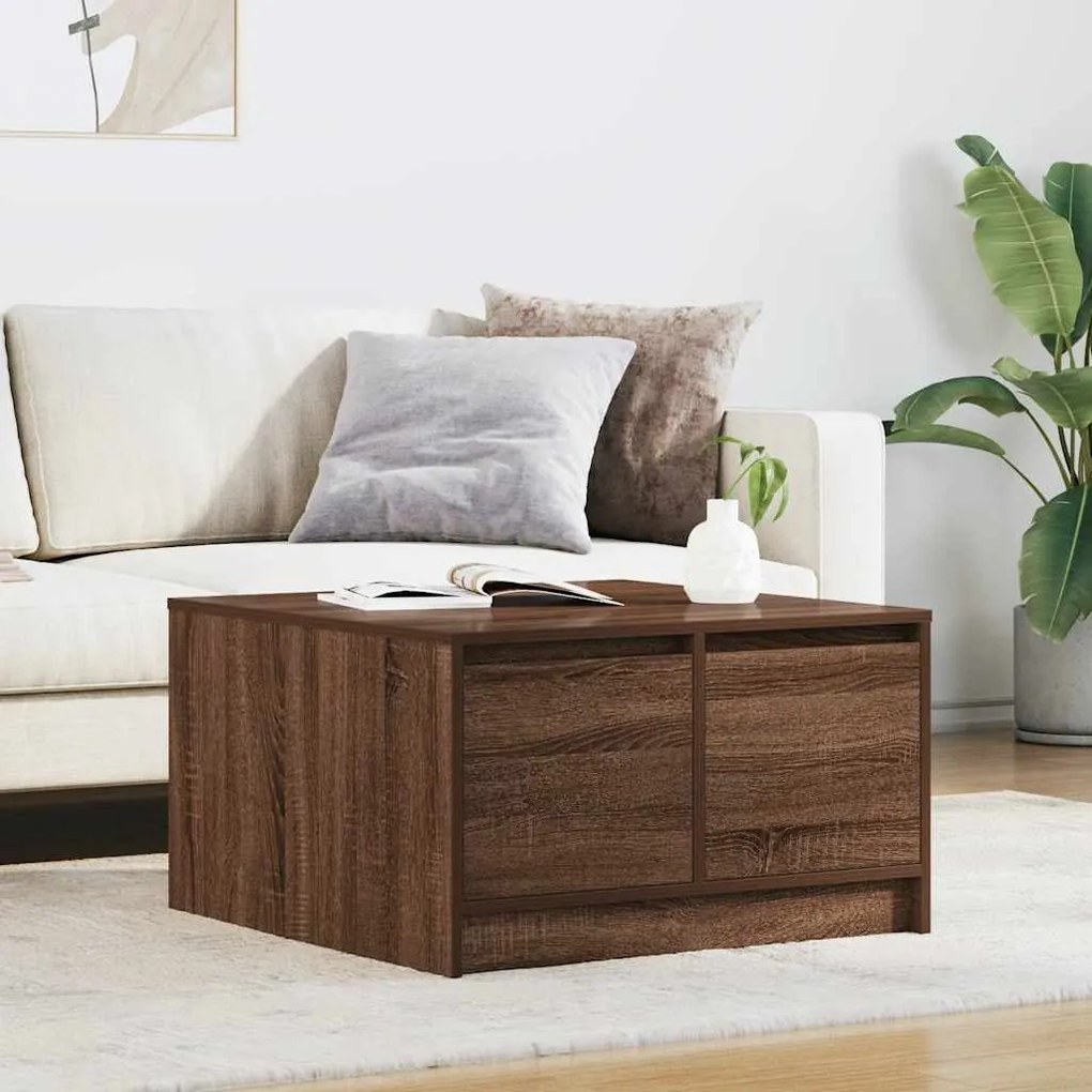 vidaXL Mesa de centro com gavetas 70,5x70x40 cm carvalho castanho
