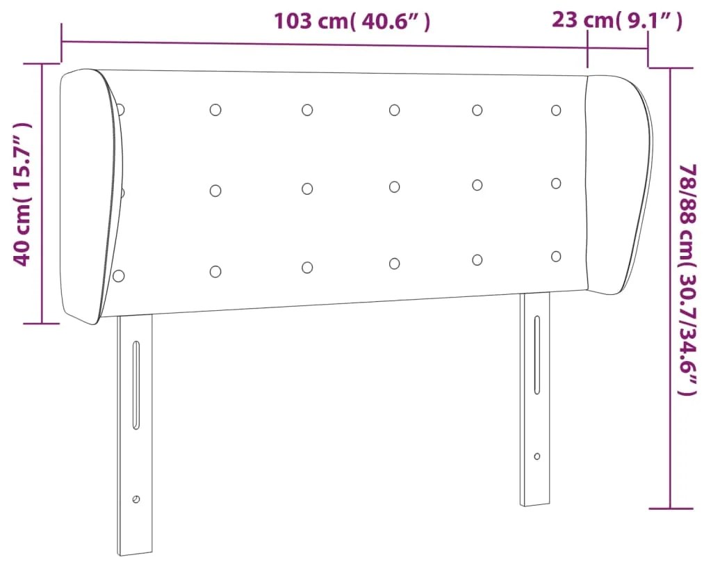 Cabeceira de cama c/ abas couro artificial 103x23x78/88cm cinza