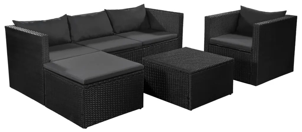 vidaXL 4 pcs conjunto lounge para jardim vime PE preto e cinzento