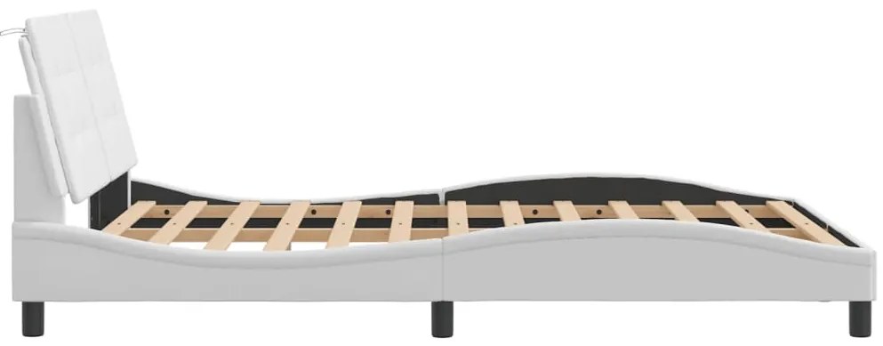 Estrutura cama c/ cabeceira 140x200 cm couro artificial branco