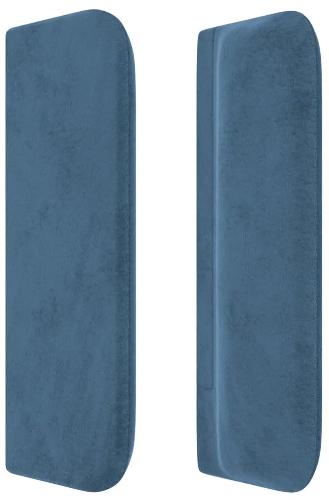 Cabeceira de cama c/ abas veludo 203x16x78/88cm azul-escuro