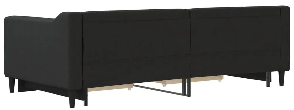 Sofá-cama com gavetão e gavetas 90x190 cm tecido preto