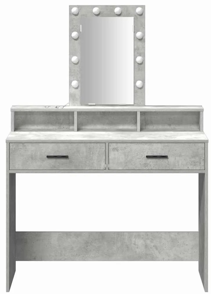 Mesa de Maquilhagem vidaXL com Luzes LED Cinza Claro 100x41x140 cm