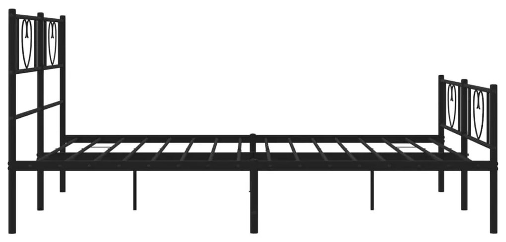Estrutura de cama com cabeceira e pés 140x190 cm metal preto