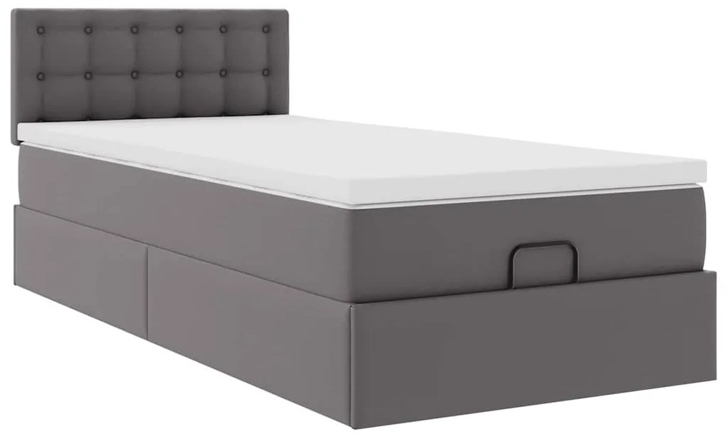 moldura de cama síriaXL otomana com colchão cinza 90x200cm couro falso