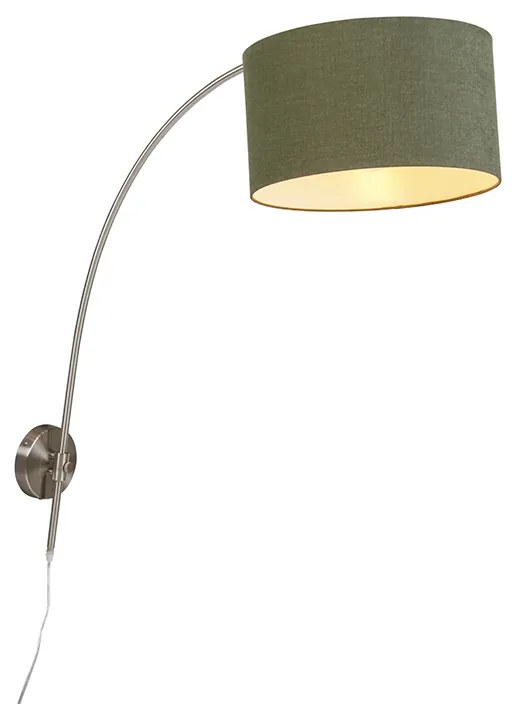 Candeeiro de parede em arco de aço com abajur verde 35/35/20 ajustável Moderno