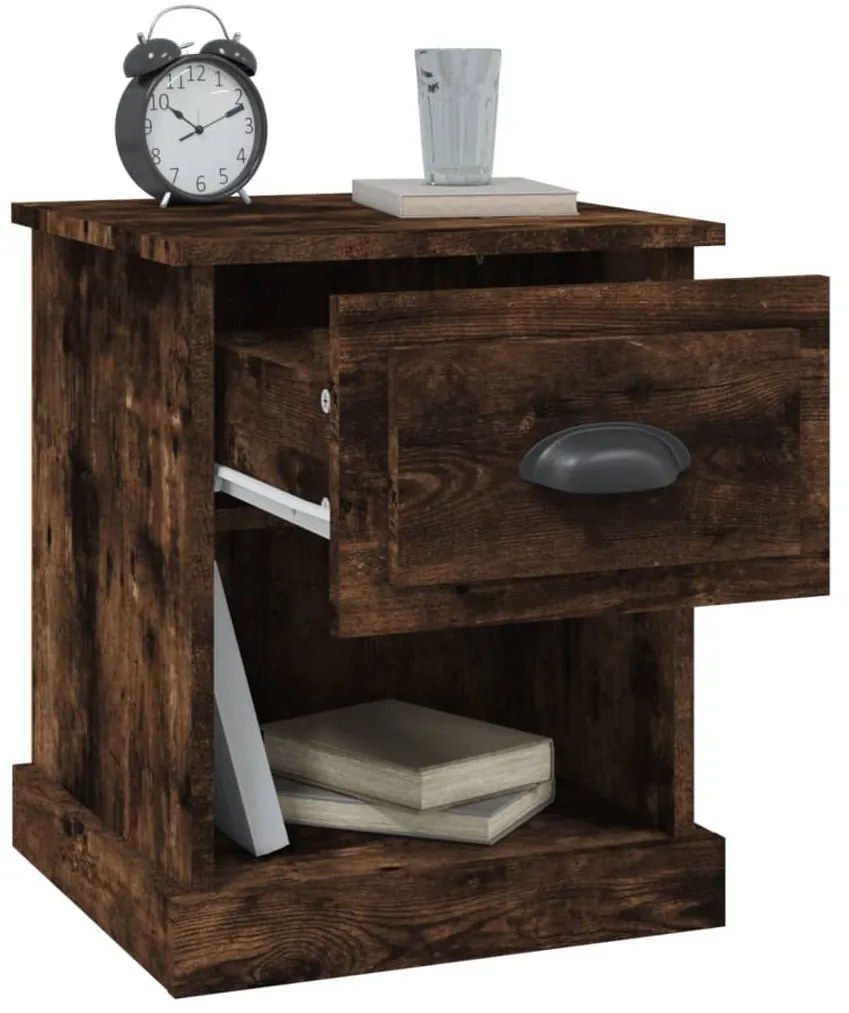 Mesa de cabeceira 2 pcs derivados de madeira carvalho fumado