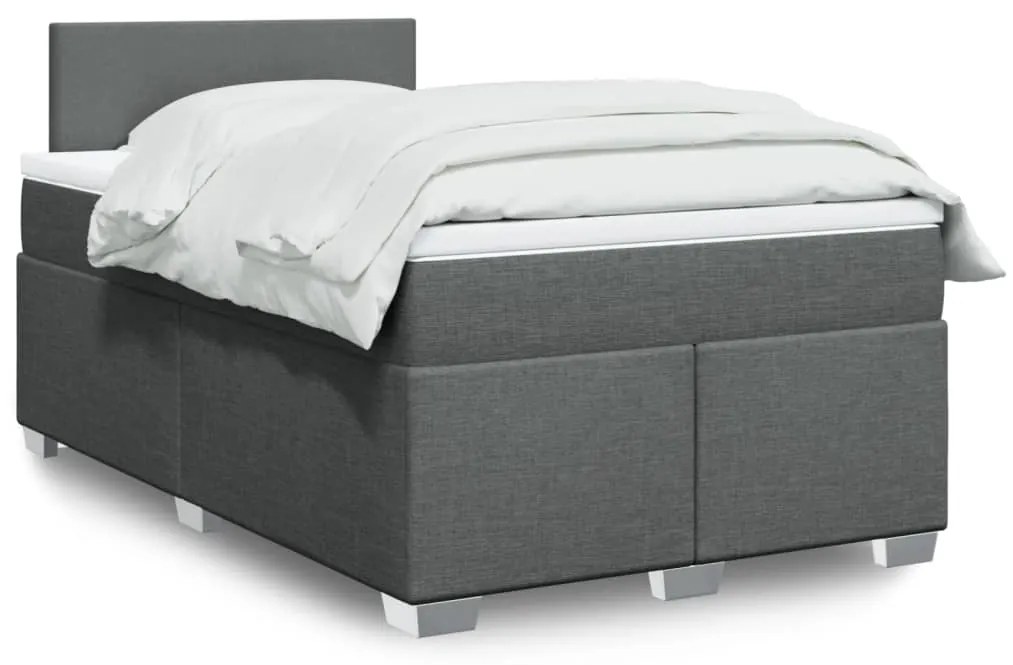 vidaXL Cama com molas/colchão 120x200 cm tecido cinzento-escuro