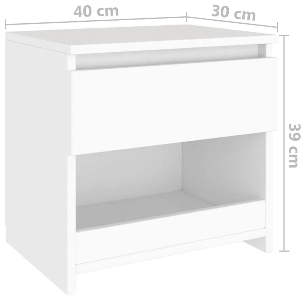 Mesa de cabeceira 40x30x39 cm contraplacado branco