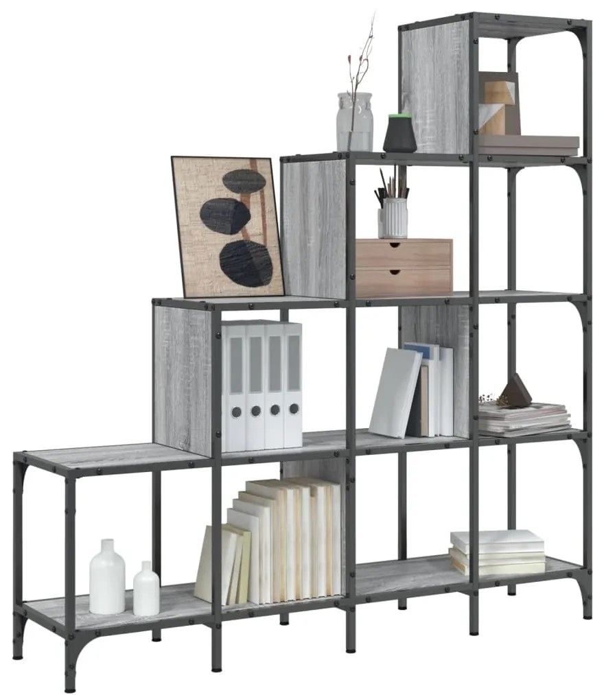 Estante 122x30x132 cm derivados de madeira e metal cinza sonoma