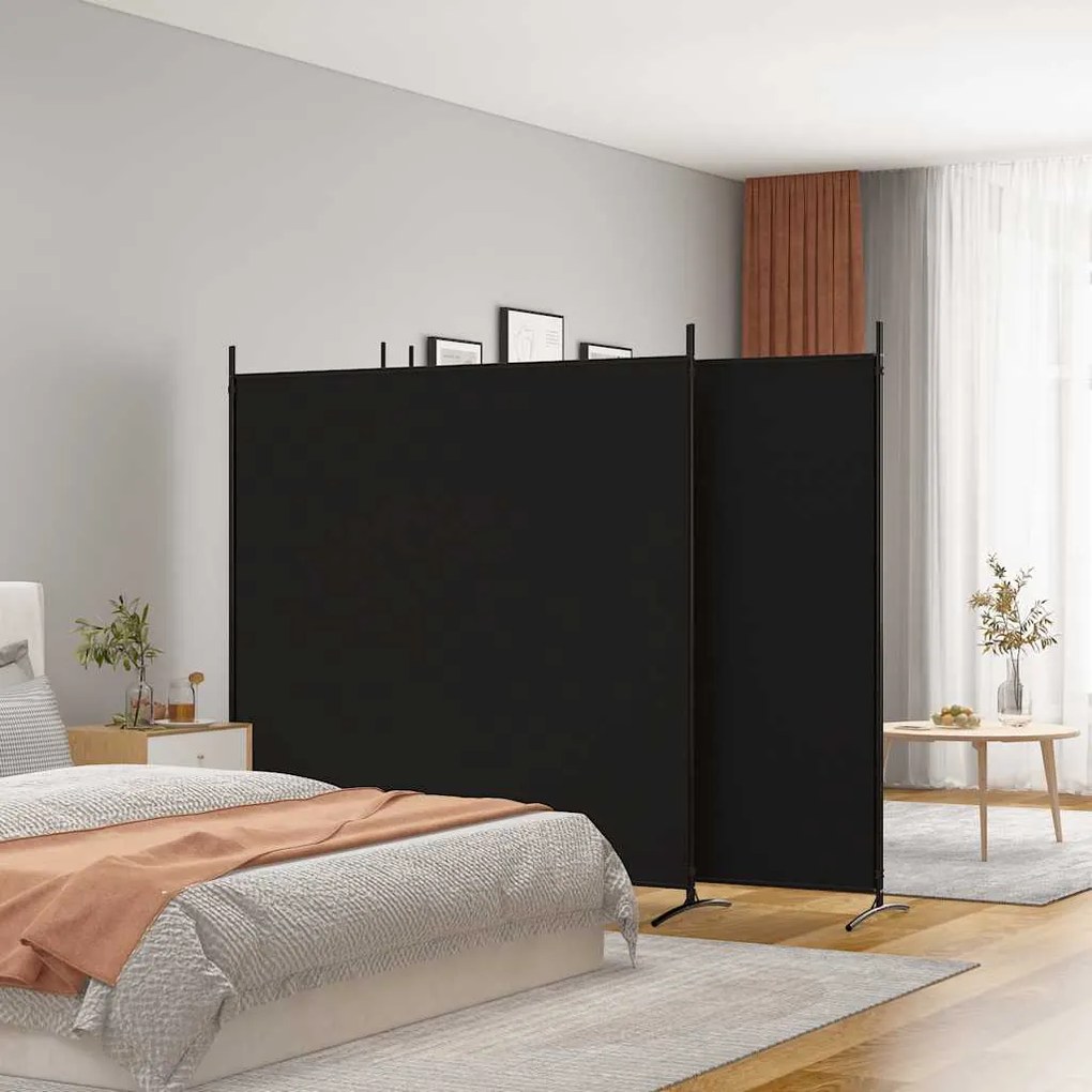 350285 vidaXL Biombo/divisória com 4 painéis 698x180 cm tecido preto