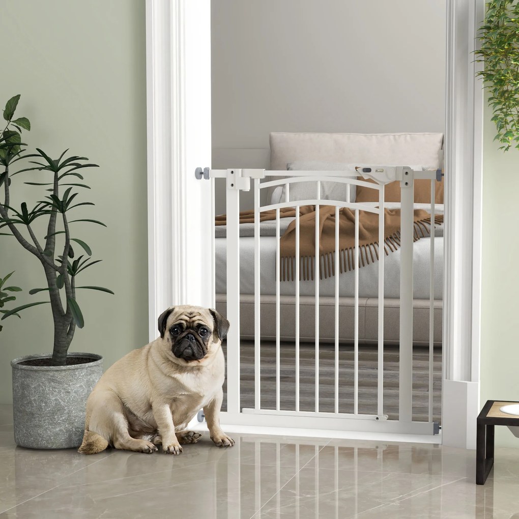 Barreira de segurança para cães, extensível, com duplo sistema de bloqueio, 74-80 x 76 cm, branca