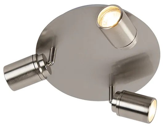 Foco de teto moderno para casa de banho em aço 3 luzes IP44 - Ducha Moderno