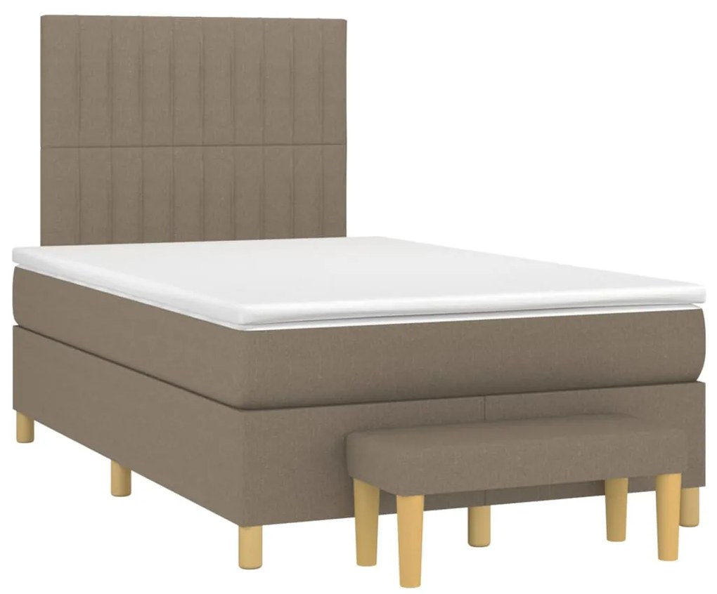 Cama boxspring c/ colchão 120x190cm tecido castanho-acinzentado