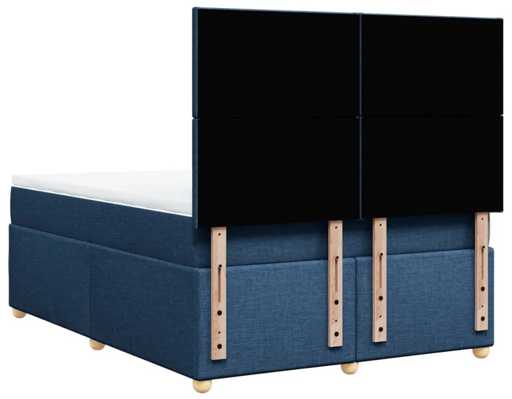 Cama com molas/colchão 160x200 cm tecido azul