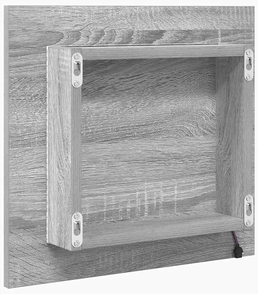 Espelho de Casa de Banho LED Cinza Sonoma 40x8.5x37 cm Madeira de Enge