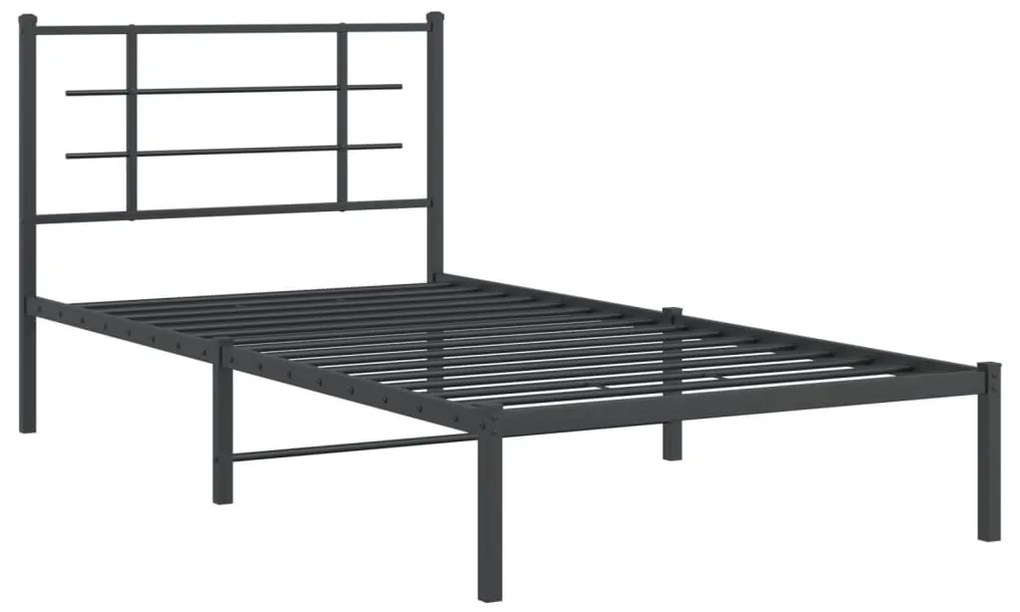 Estrutura de cama com cabeceira 100x200 cm metal preto